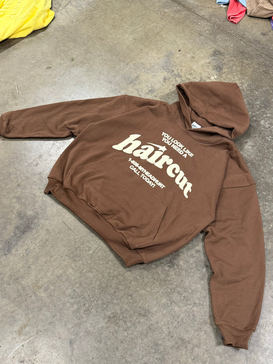 Haircut Hoodie Brown