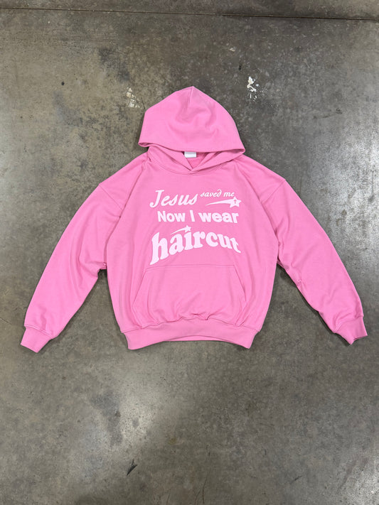 Haircut Jesus Hoodie Pink