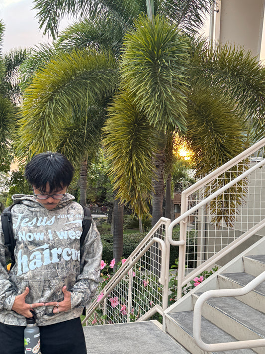 Jesus Camo Hoodie Blue