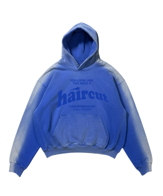 Haircut Fade Hoodie Blue