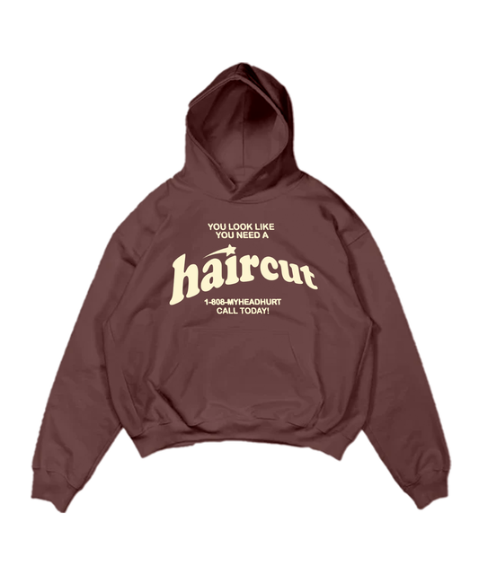 Haircut Hoodie Brown