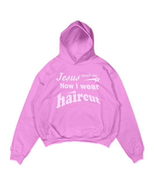 Haircut Jesus Hoodie Pink